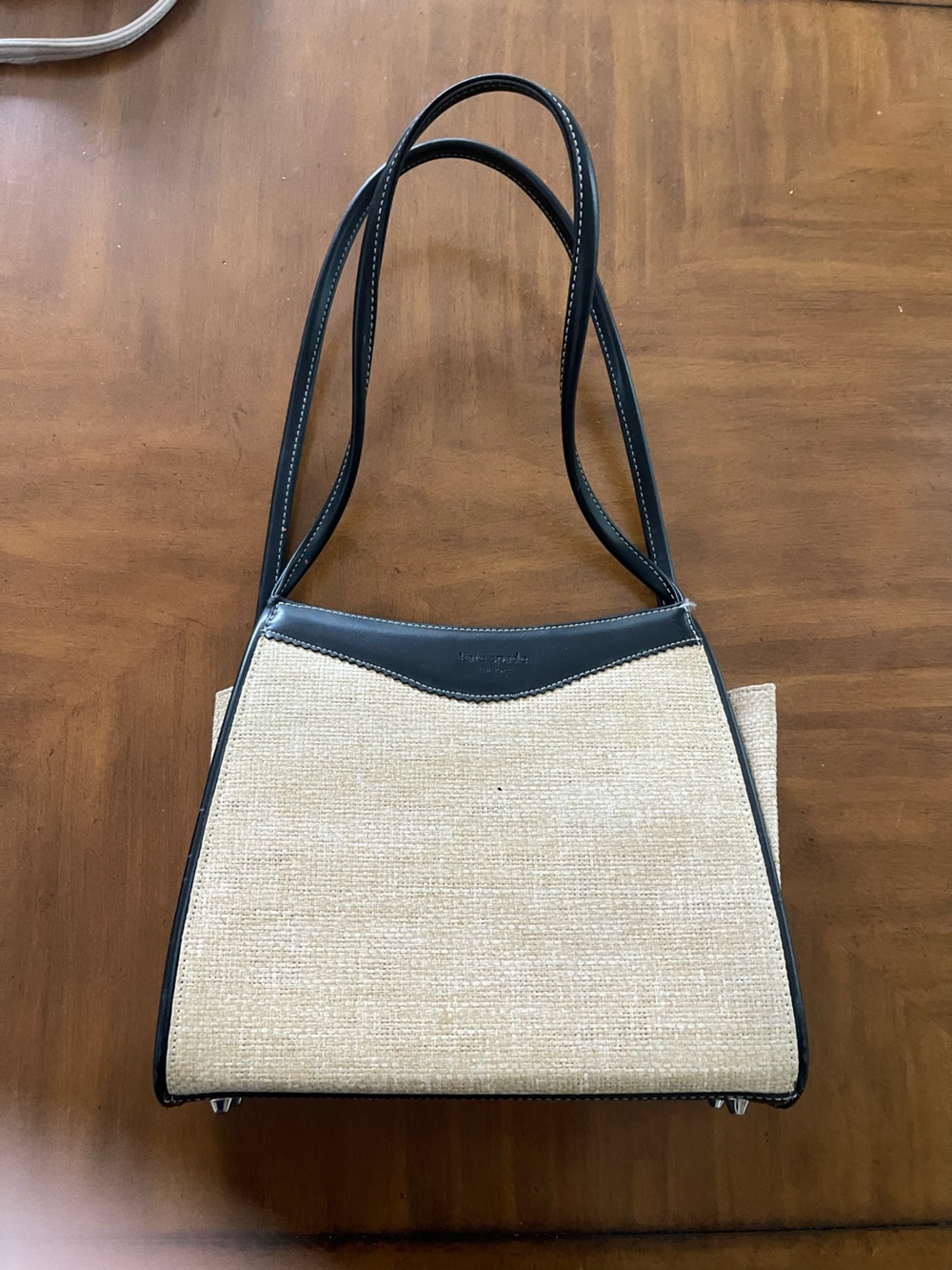 kate spade Natural Straw Tote with Black Trim